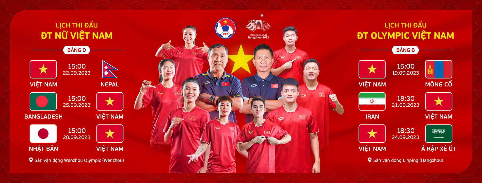 Lịch thi đấu môn bóng đá Asiad 19 - Ảnh: VFF