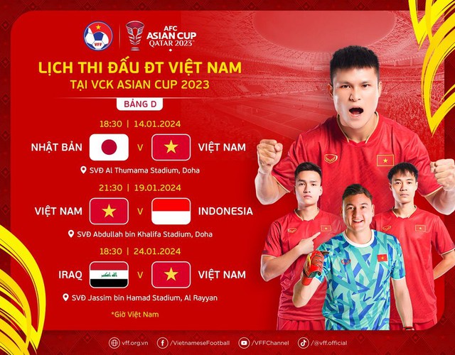 Lịch thi đấu của ĐT Việt Nam tại bảng D VCK Asian Cup 2023 | VTV.VN