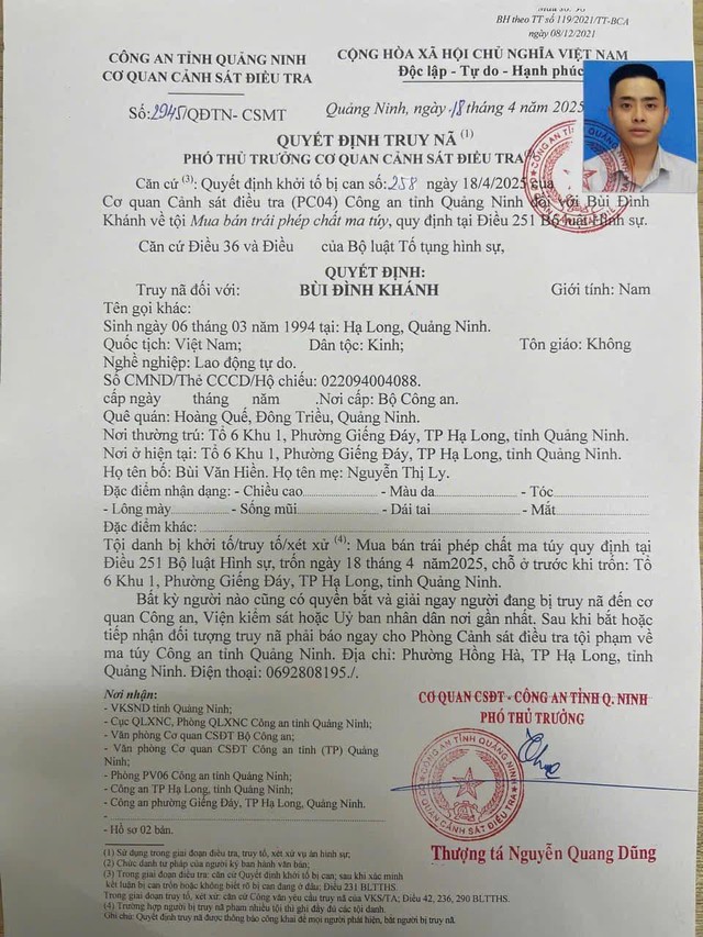 Chân dung Bùi Đình Khánh - Kẻ buôn ma túy trốn chạy qua 5 tỉnh thành sau khi bắn cán bộ công an- Ảnh 1.