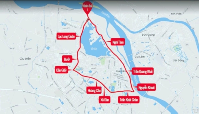 Phạm vi Vành đai 1 của Hà Nội.