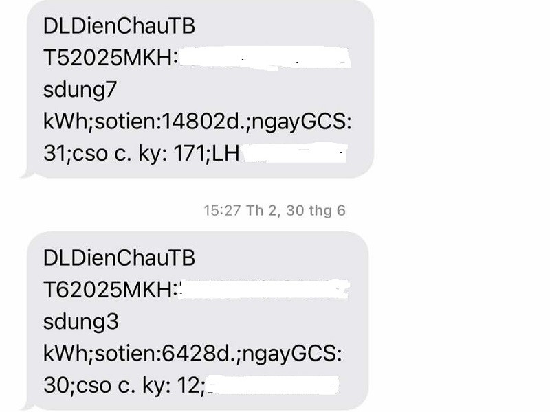 Tiền điện tháng 6 gia đình chị Nga chỉ dùng hết 6,4 nghìn đồng.