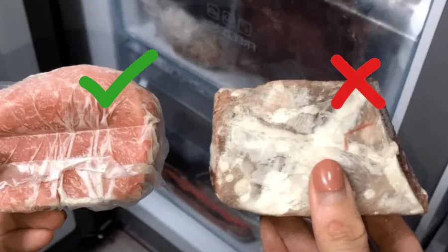 Không sử dụng thịt lợn có sự biến đổi về màu sắc, kết cấu, hương vị dù được bảo quản trong tủ lạnh.