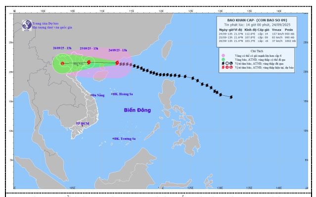 bao so 9 manh cap 14, giat cap 17 tien gan den quang ninh hinh anh 1