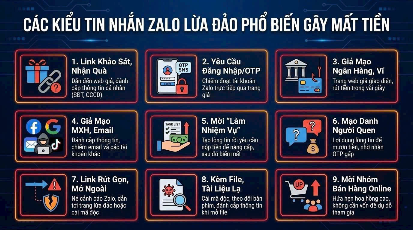 Công an cảnh báo 9 kiểu tin nhắn Zalo: người dân nhận được phải "báo xấu" ngay kẻo mất sạch- Ảnh 1.
